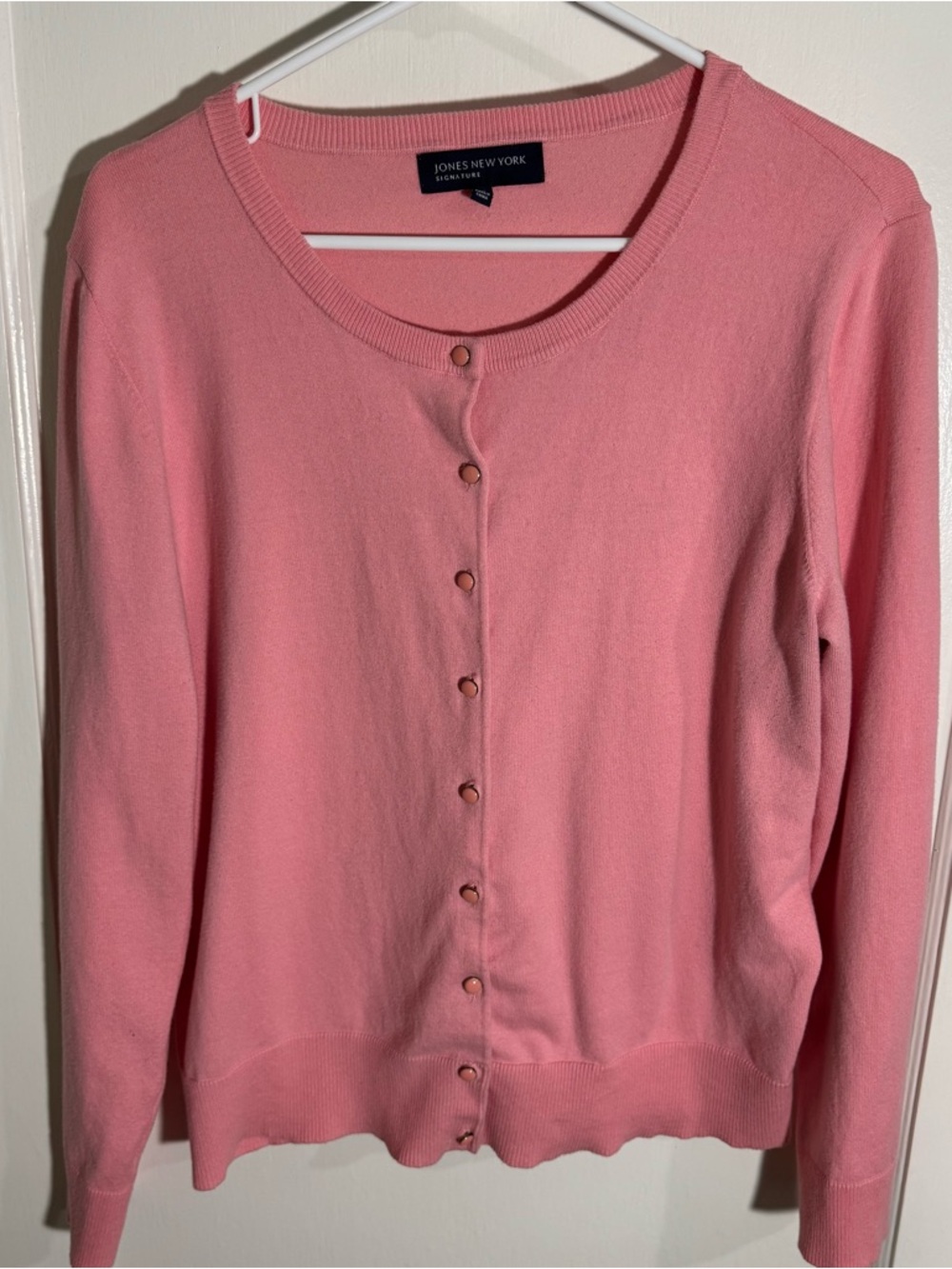Jones New York Coral Pink Button-Front Cardigan